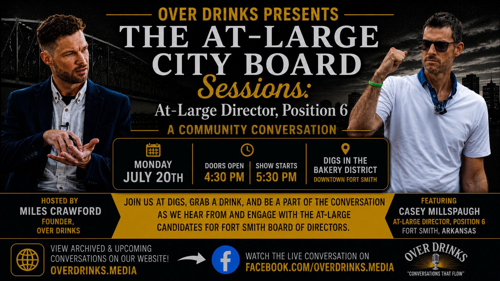 The At-Large City Board Sessions with Casey Millspaugh on July 20th at Digs in The Bakery District