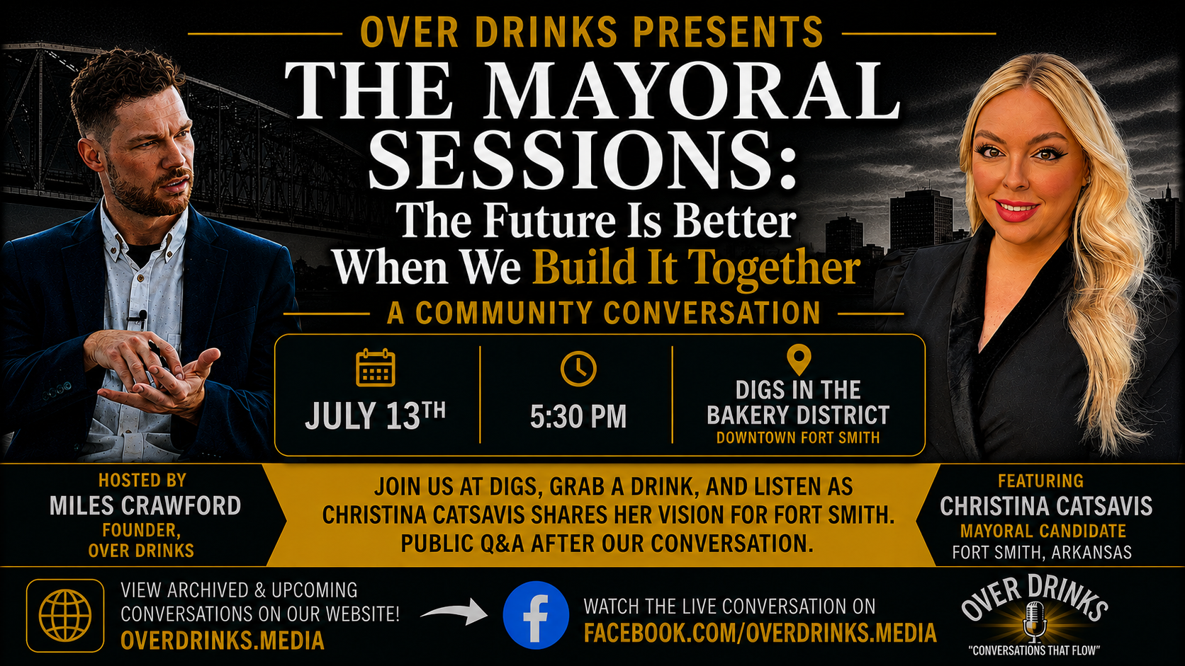 The Mayoral Sessions with Christina Catsavis on July 13th at Digs in The Bakery District